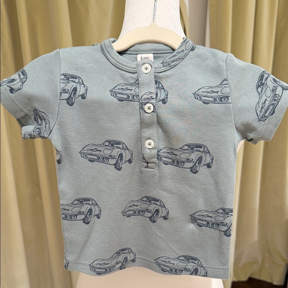Kate Quinn - Boys Cotton Blue Car Print Short Sleeve Tee - Size: 12-18M